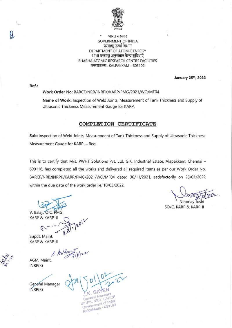 Bhabha Atomic Research Centre BARC NDT AND PWHT SOLUTIONS PVT LTD