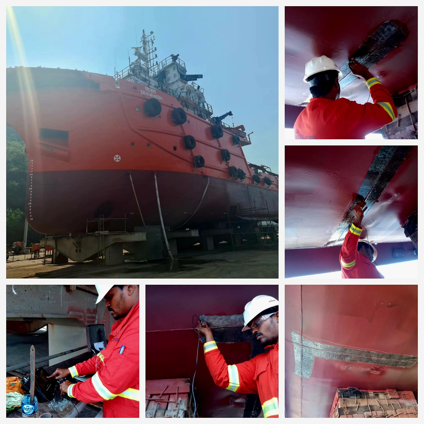 Our team is performing NDT Inspection on bottom plates of SHIVANSH AHTS